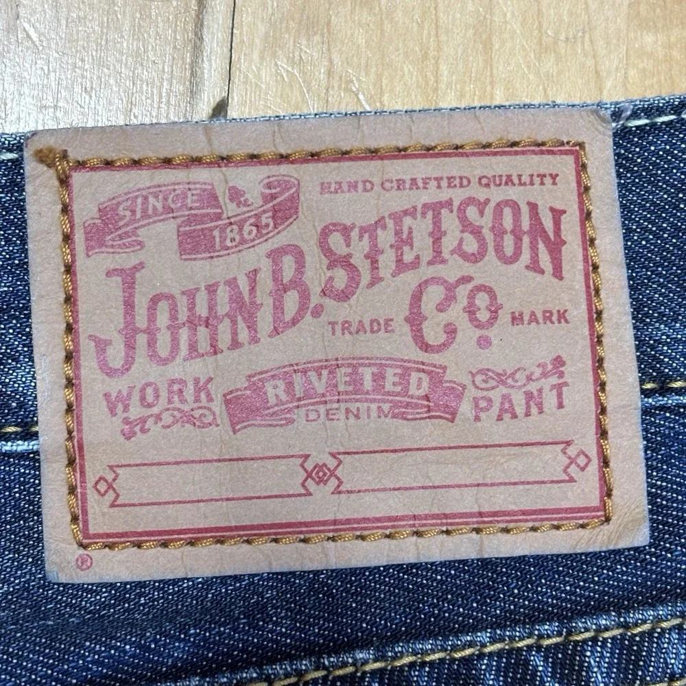 John B Stetson Jeans Mens 35x32 1014 Rocker Bootleg Cowby Western Blue‎ Denim